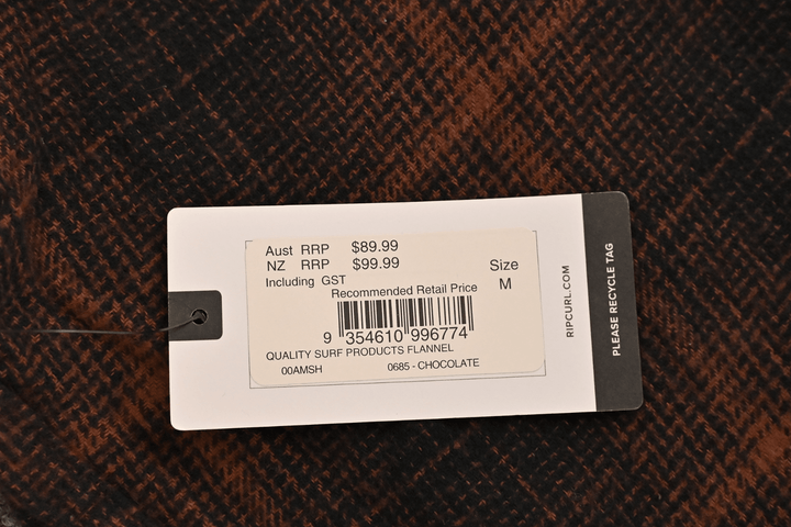 Rip Curl Men's Shirt Burnt Orange Black Plaid Long Sleeve Woven (S10)