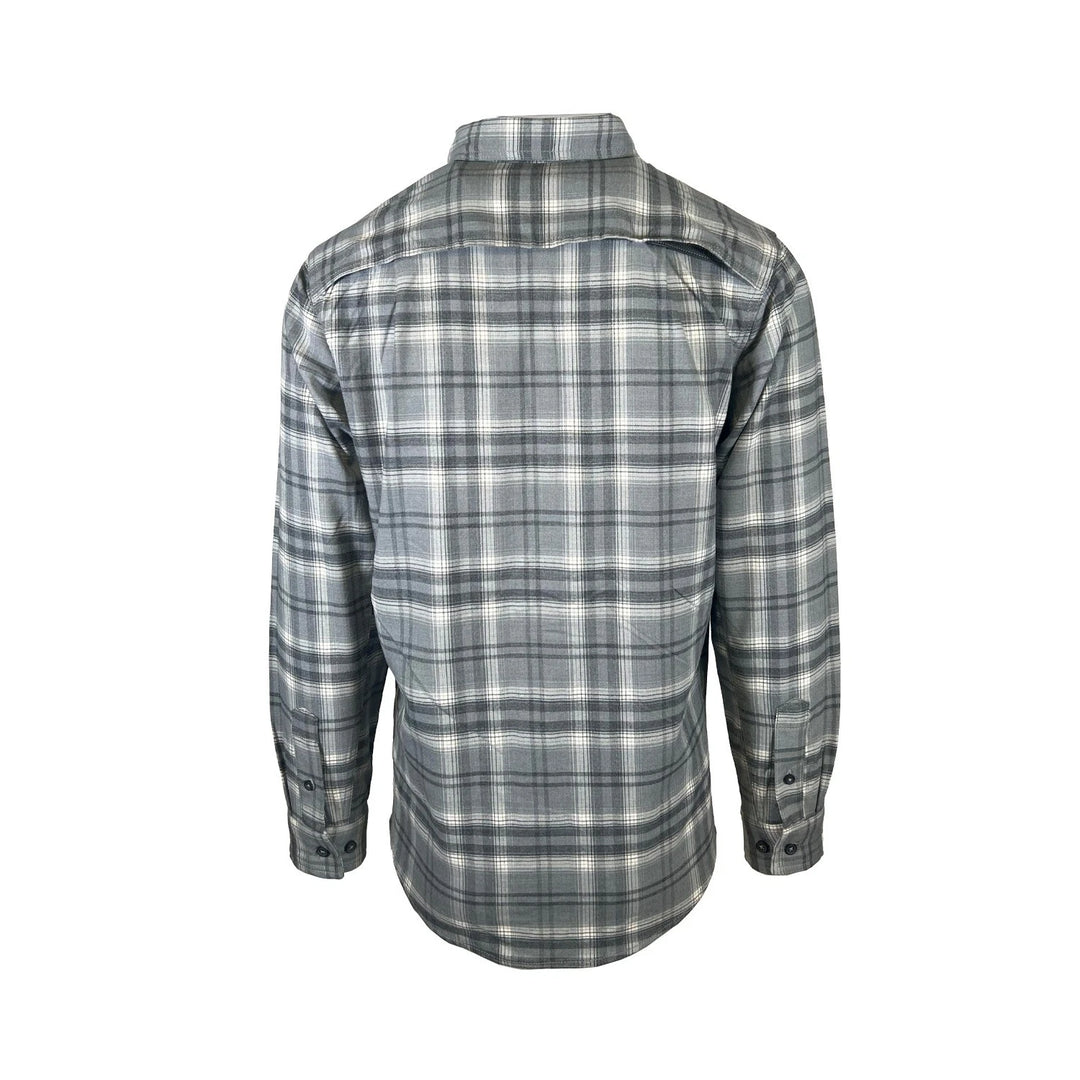 Ridgecut Men's Grey Plaid Shirt Flannel Chest Zip Pocket Long