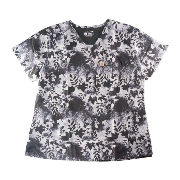 Carhartt Women's Scrub Force Pocket Logo Rugged Flex Cross-Flex V-Neck Print Top