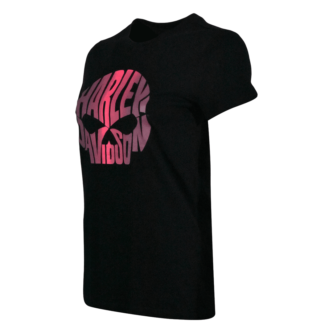 HD Branded Women's T-Shirt Charcoal Pink Text Skull Short Sleeve (S02)