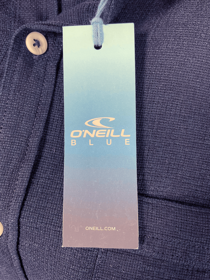 O'Neill Men's Woven Shirt Solid Dark Blue Chambray Pocket Short Sleeve (S08)
