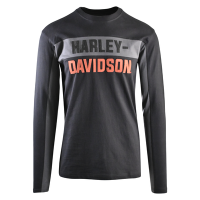 Harley-Davidson Men's T-Shirt Black Copperblock Letter Long Sleeve T-Shirt (S24)