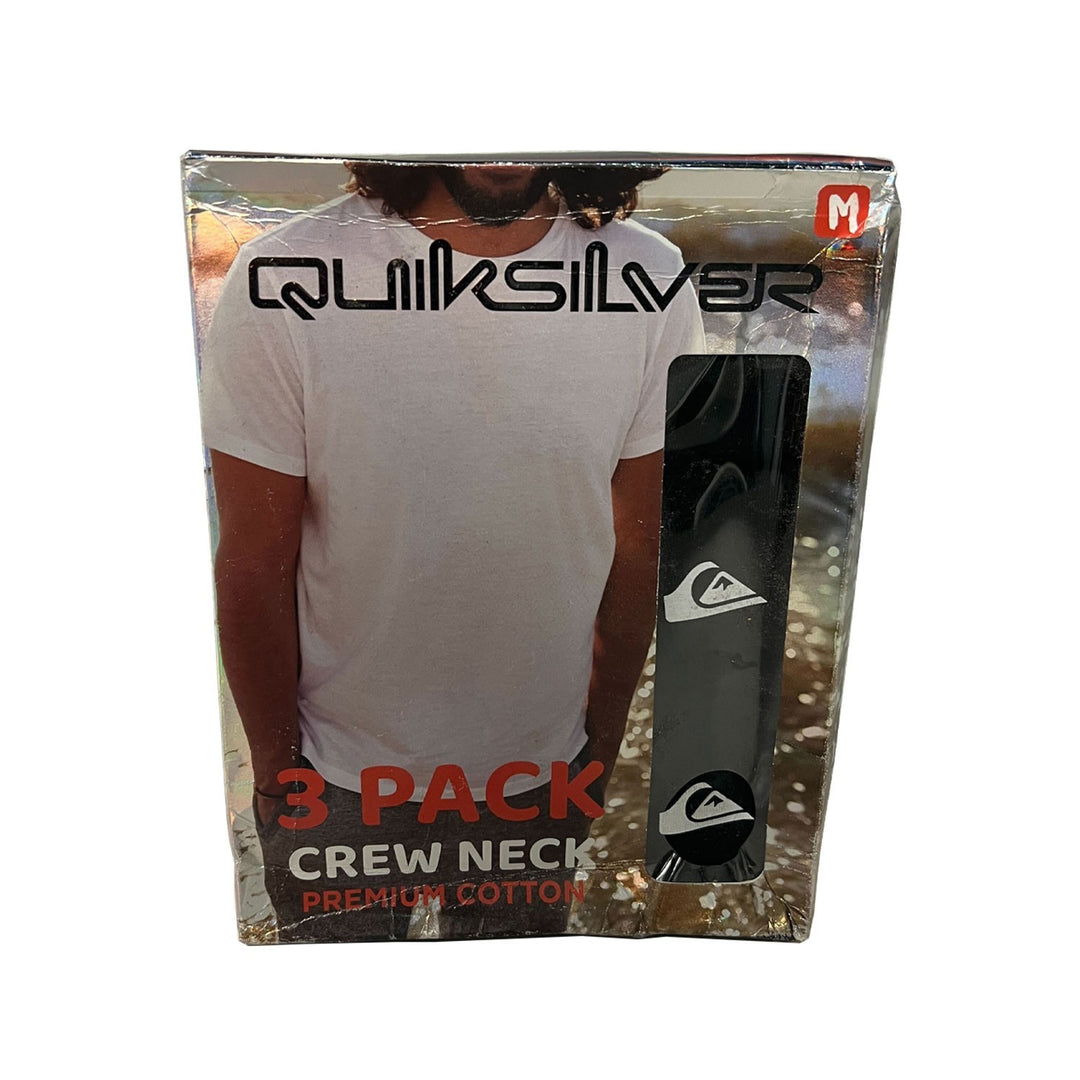 Quiksilver Men's Black T-Shirts 3 Pack Premium Cotton Crew Neck (S15)