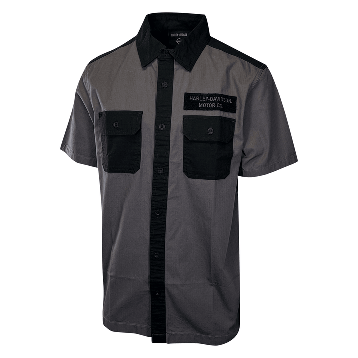 HD Branded Men's Shirt Blackened Pearl Colorblocked Bar & Shield S/S (S56)