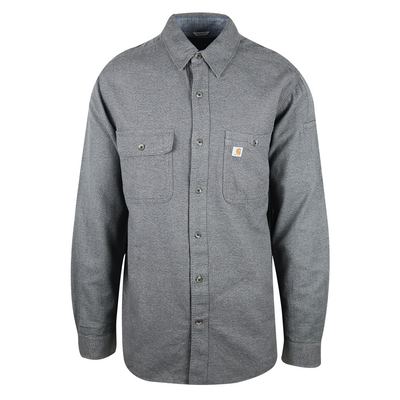 Carhartt Men's Heather Grey Relaxed Fit L/S Flannel Shirt (S02)