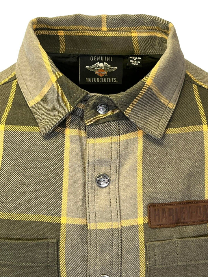 HD Branded Men's Plaid Shirt Jacket Vintage Yarn Dyed L/S Shacket (S72)