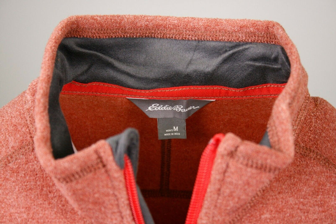 Eddie Bauer Men's Heather Cocoa w/ Grey Sleeve Mountain Fleece 1/2-Zip Sweater