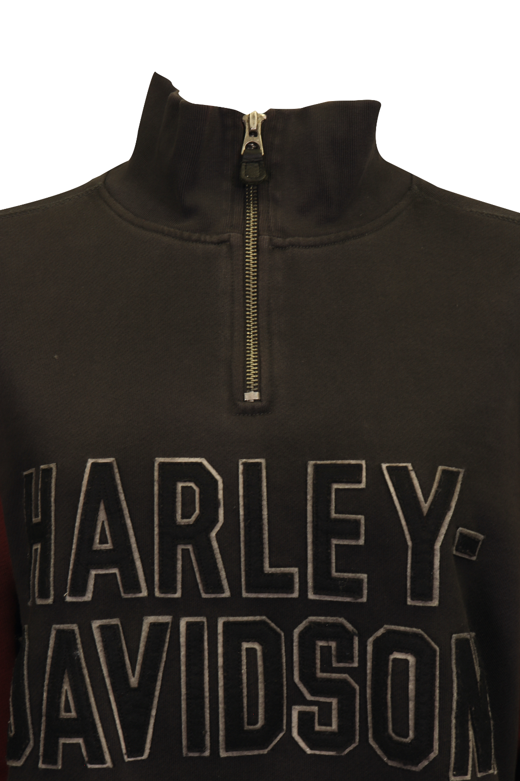 Harley-Davidson Men's Sweatshirt Black Maroon Raglan Text 1/4 Zip L/S (S07)