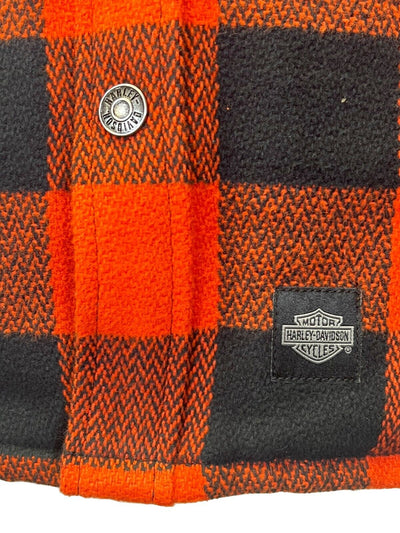 Branded Men's Orange & Black Plaid Shirt Jacket Vintage L/S (S74)