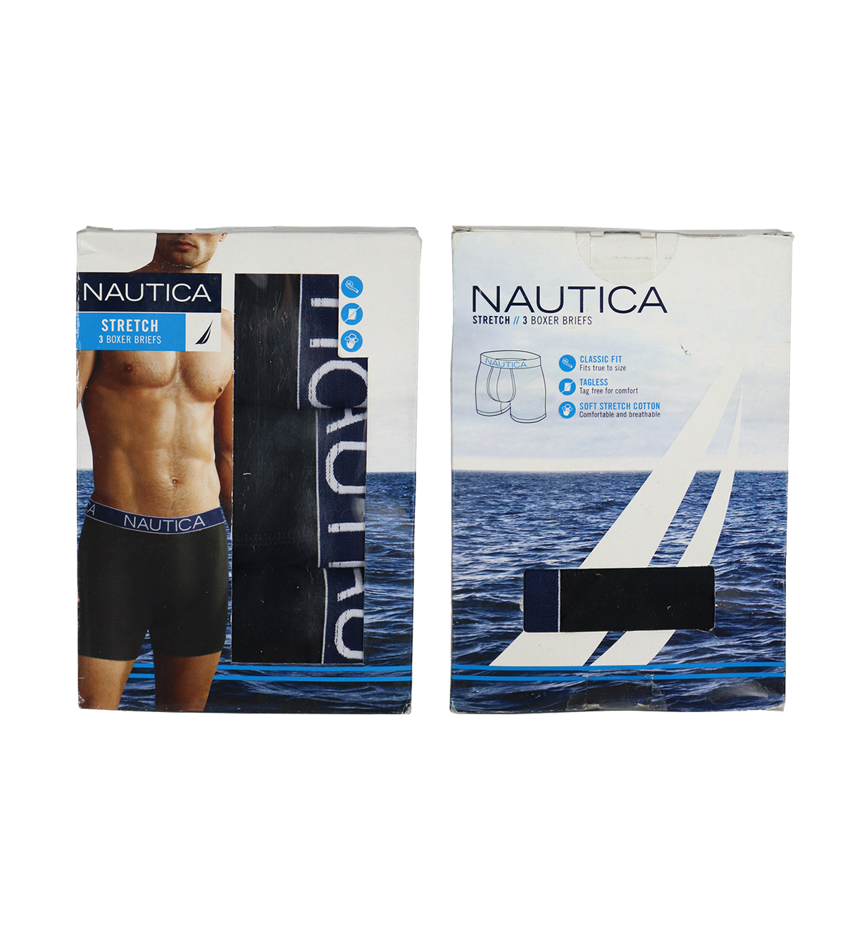 Nautica Men's Black Stretch 3 Pack Boxer Briefs