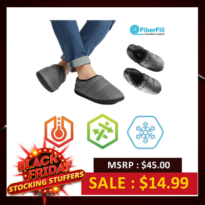 Bench Men's Charcoal Heather Puffer Slippers with Rubber Sole FiberFill (S01)