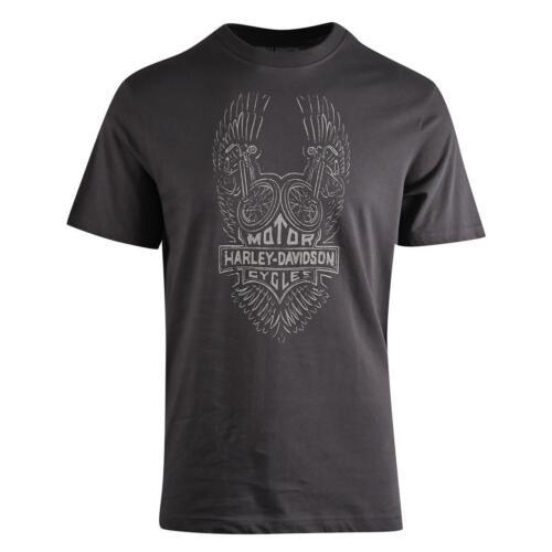HD Branded Men's T-Shirt Charcoal Grey Bike Wings Short Sleeve (S55)