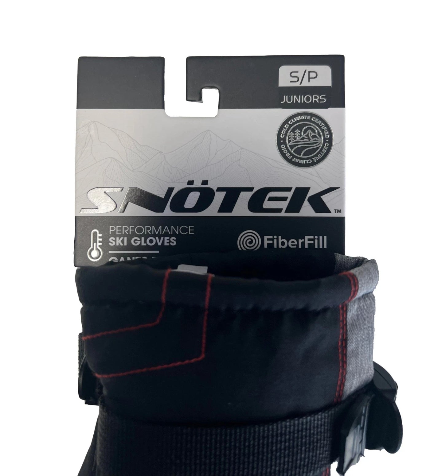 Snotek Junior's Black Grey Stitched Performance Winter Ski Gloves ST318 (S01)