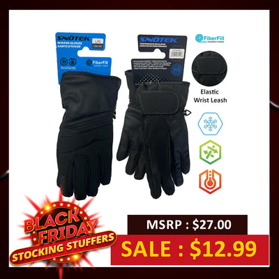 Snotek Junior's Black Performance Winter Ski Gloves ST327 (S04)