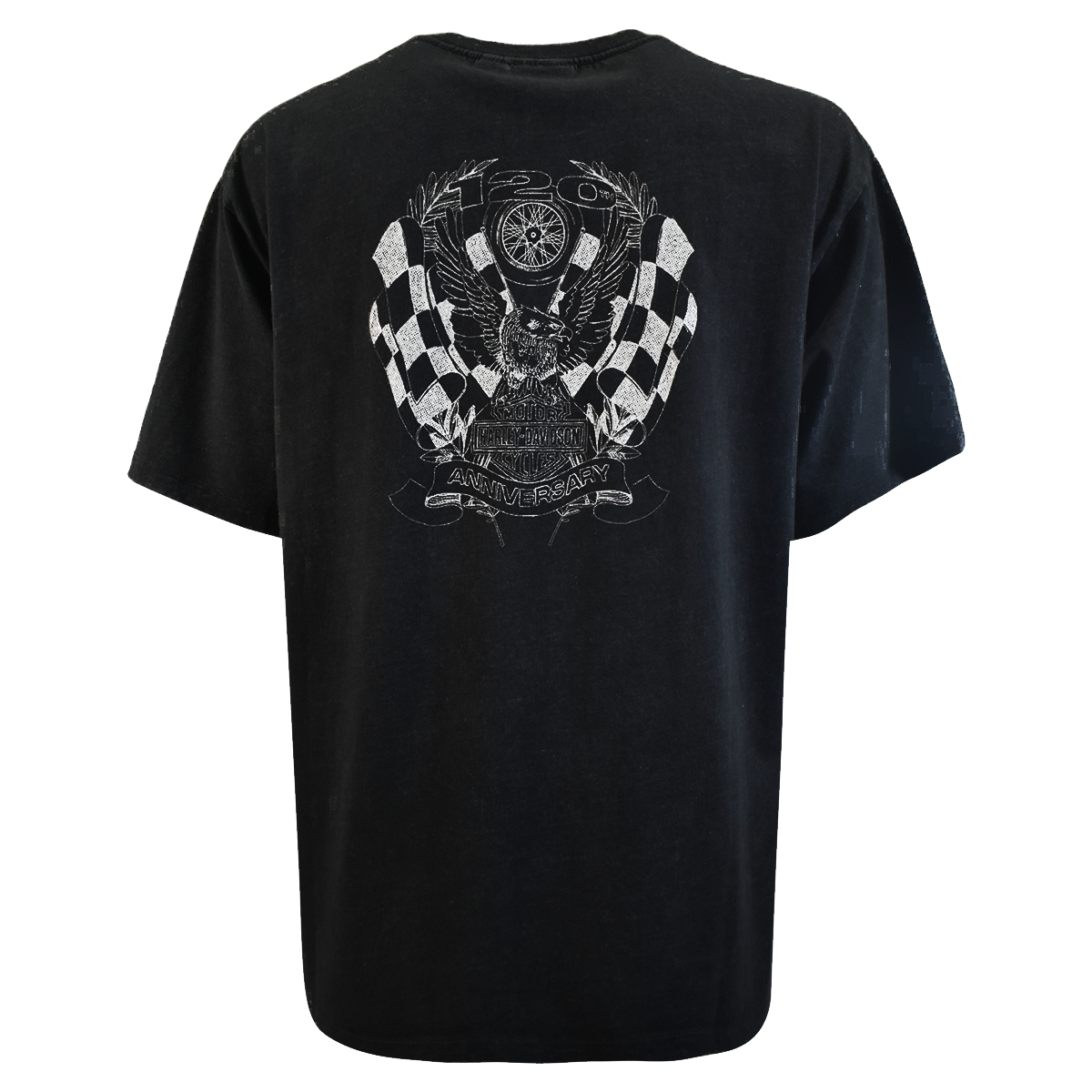 Harley-Davidson Women's T-Shirt Black 120th Anniversary Racing Flag (S27)