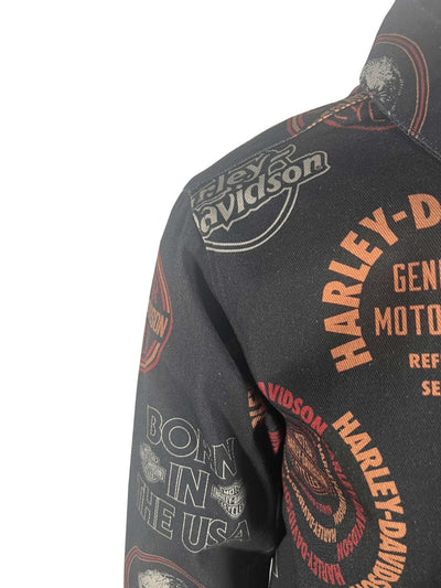 Harley-Davidson Men's Harley Black All Over Print Jacket 80s Tank Twill (S89)