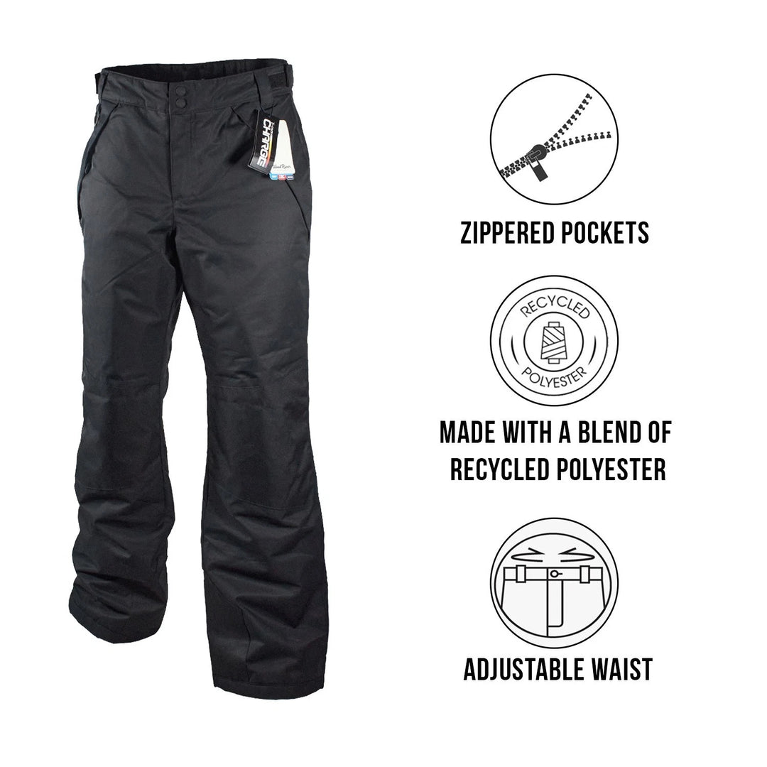 WindRiver Men's Black Pant HyperDri 1 Water Repellent Hiking Snow Pants (S01)