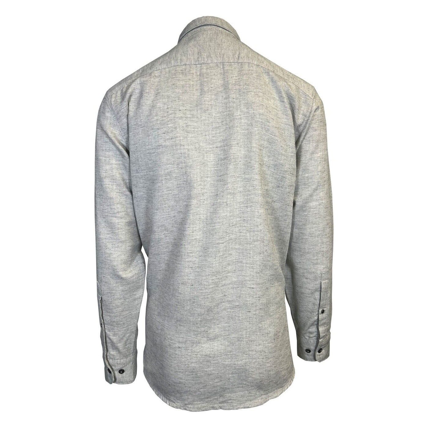 Ascend Men's Light Grey Shirt Herringbone Slub Long Sleeve (S05)