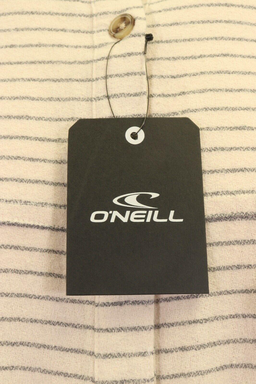 O'Neill Women's Flannel Shirt Horizontal Striped Beige Grey L/S (S17)