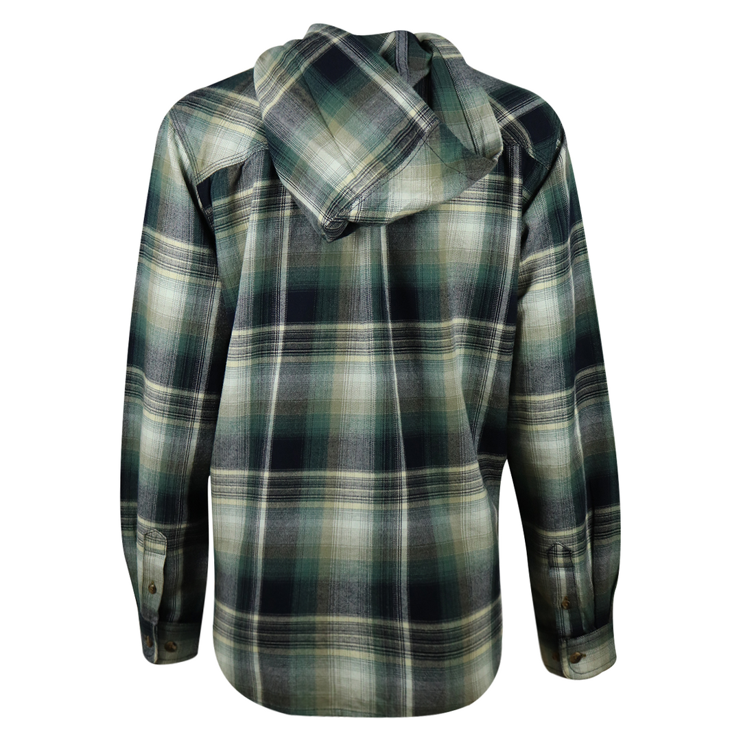 Carhartt Women's Forrest Green Navy Cream Plaid Hooded L/S Woven Shirt