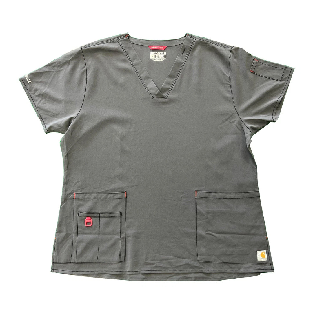 Carhartt Women's Scrub Force Pocket Rugged Flex V-Neck Solid Top D Ring (M03)