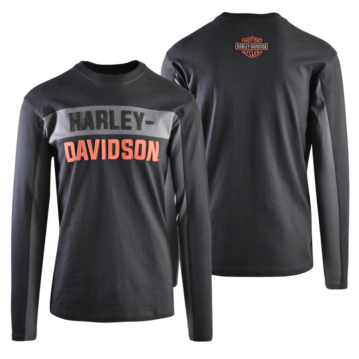 Harley-Davidson Men's T-Shirt Black Copperblock Letter Long Sleeve T-Shirt (S24)