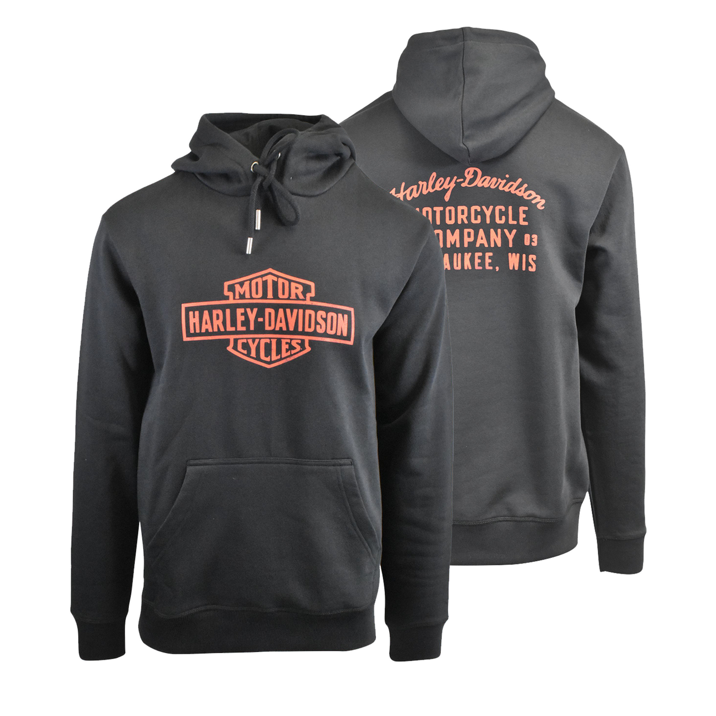 Harley-Davidson Men's Hoodie Black Beauty Oil Can Bar & Shield Pullover (S02)