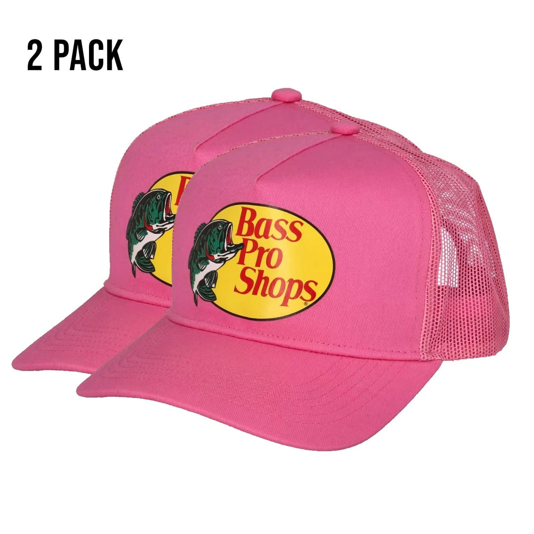 Bass Pro Shops Club Cap Pink Snapback Outdoor Trucker Hat- 2 Pack (S04)