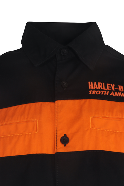 Harley-Davidson Men's Shirt 120th Year Anniversary Orange Woven (503)