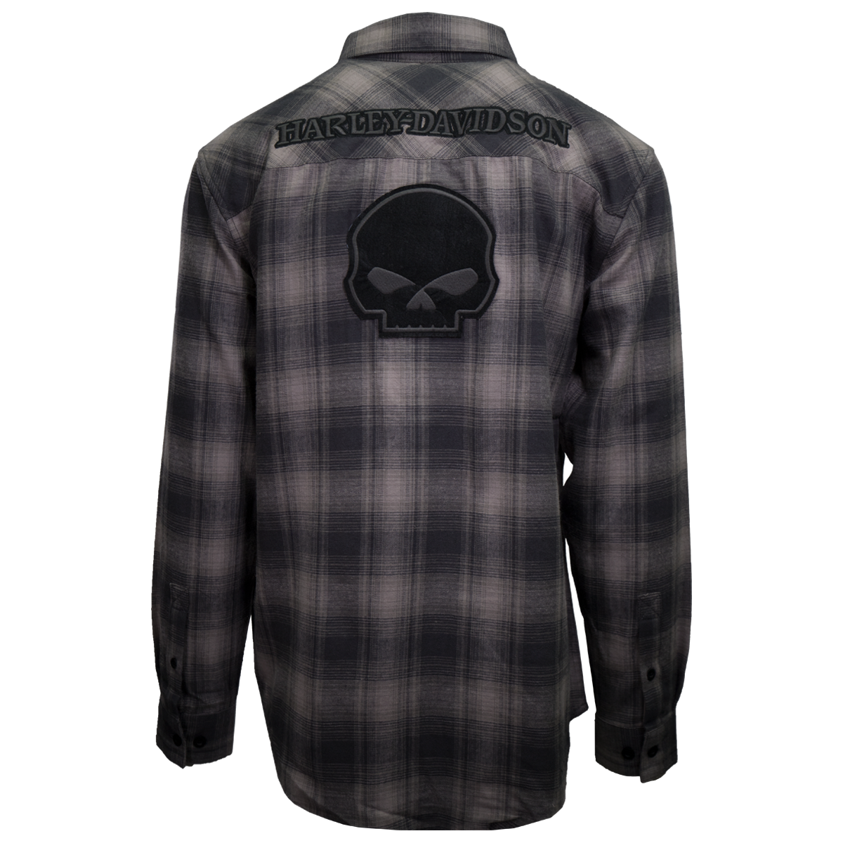 Harley-Davidson Men's Grey Plaid Skull L/S Woven Shirt (S04) - Size L