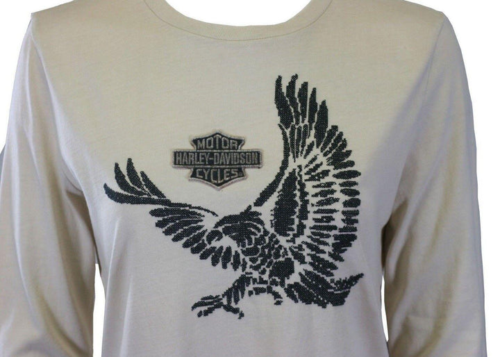 HD Branded Women's T-Shirt Cream Cross-Stitch Flying Eagle L/S Tee (S45)