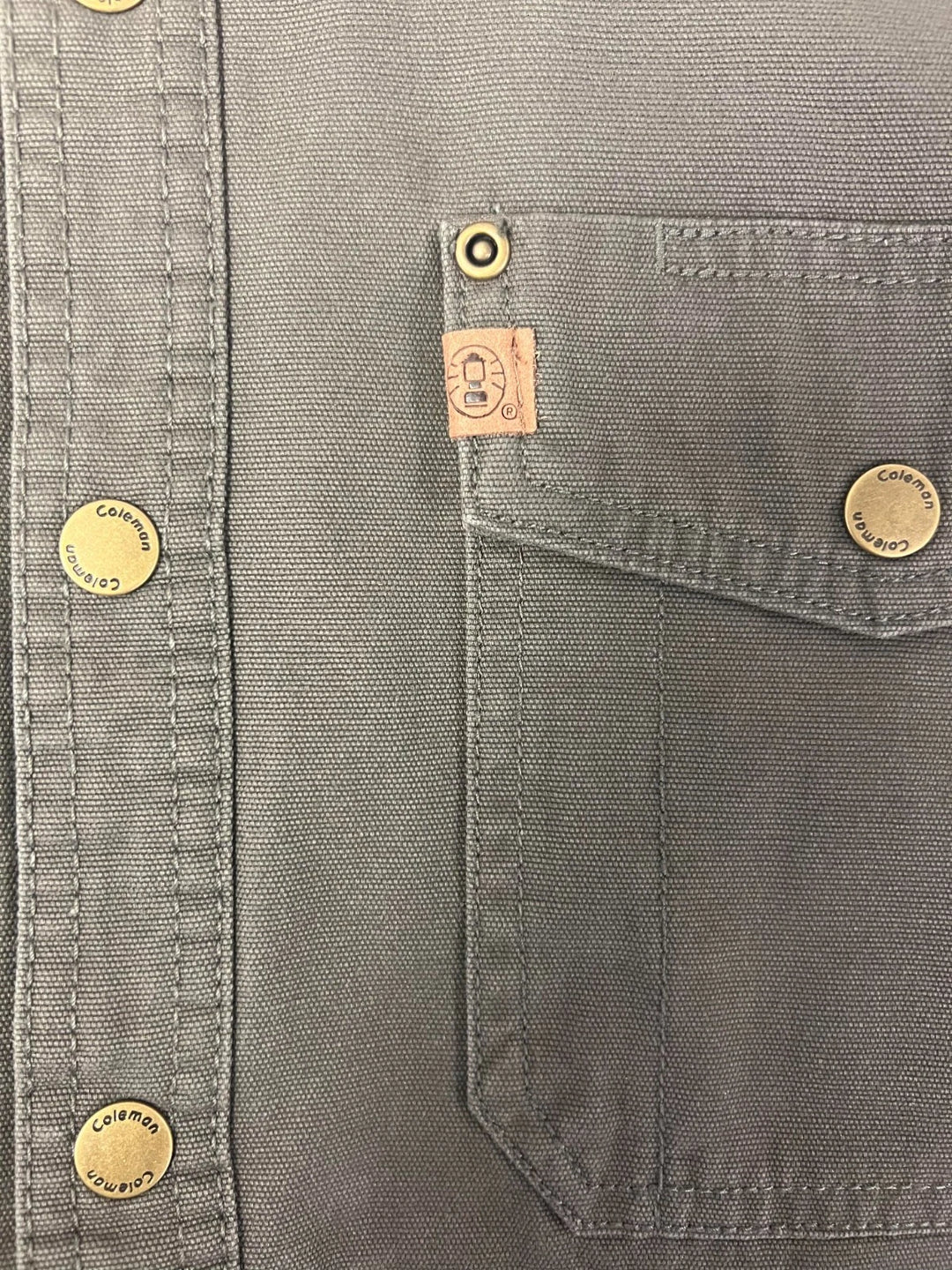 Coleman Men's Grey Jacket Fleece Lined Snap Closure Durable Canvas Shirt (S01)