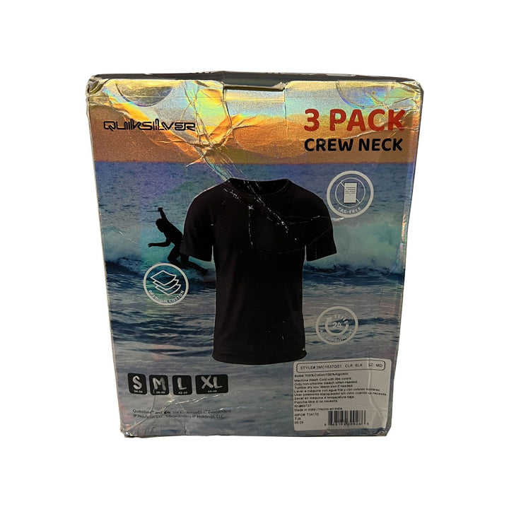 Quiksilver Men's Black T-Shirts 3 Pack Premium Cotton Crew Neck (S15)