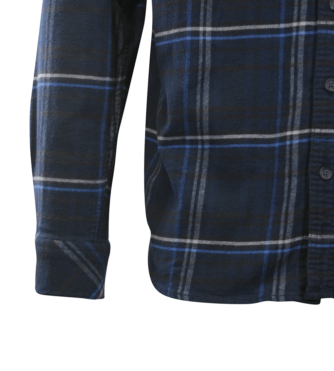 O'Neill Men's Navy Shirt Redmond Plaid Stretch Flannel White Lined L/S (S23)