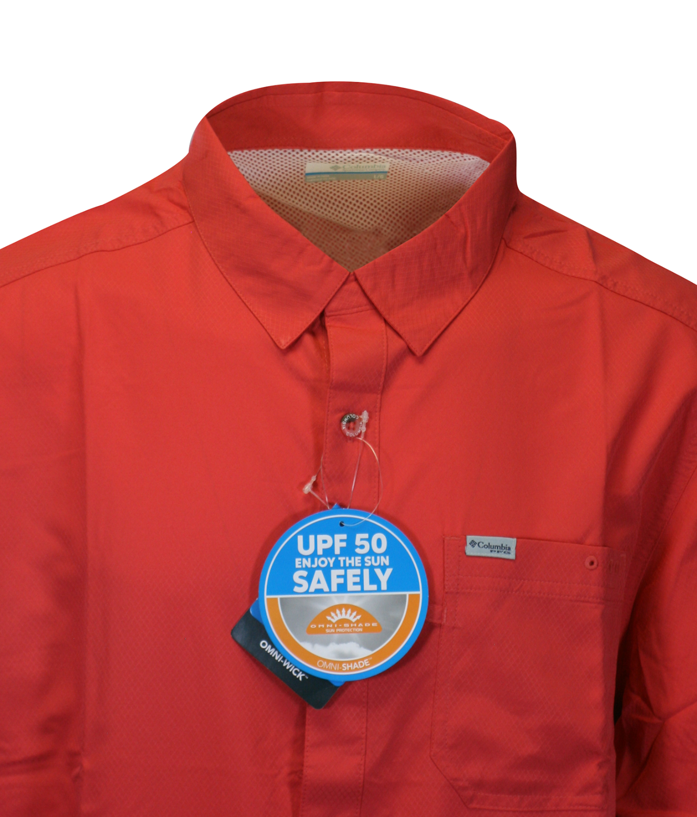Columbia Men's Sunset Red Shirt Slack Tide PFG Camp Shirt UPF 50 S/S (683)
