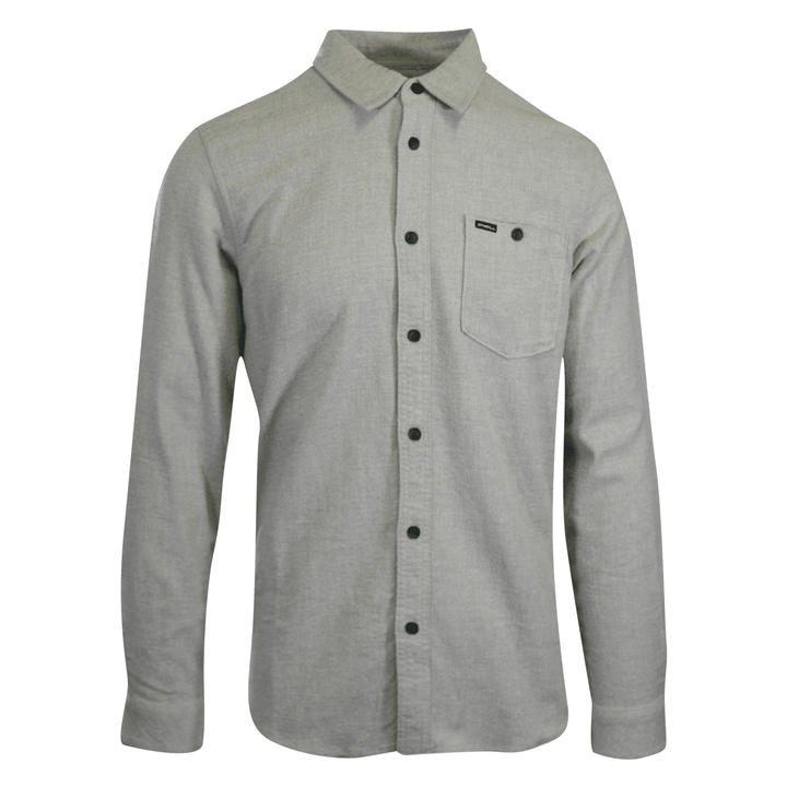 O'Neill Men's Light Grey Shirt Redmond Solid Stretch Flannel Long Sleeve (S22)