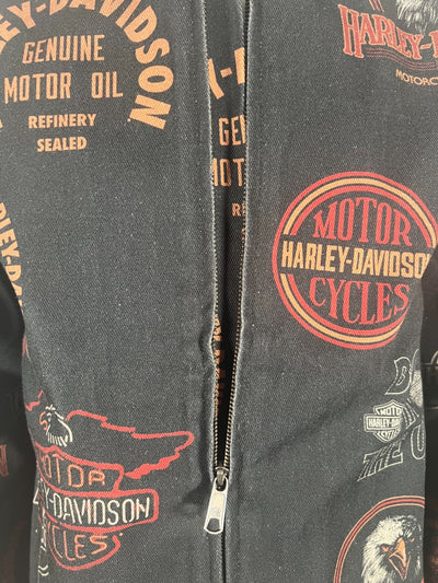 Harley-Davidson Men's Harley Black All Over Print Jacket 80s Tank Twill (S89)