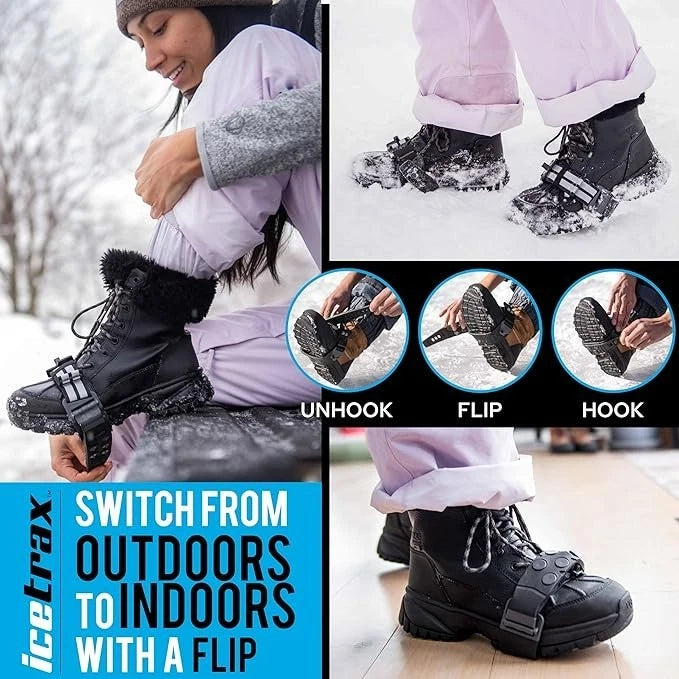 Icetrax Midflip Traction Aids Mid-Sole Ice Cleats Flip Strap - 2 Pack