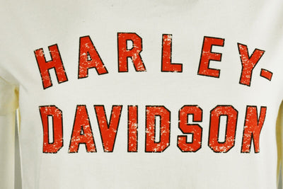 Harley-Davidson Women's T-Shirt White Orange Block Letters Logo Tee (S17)