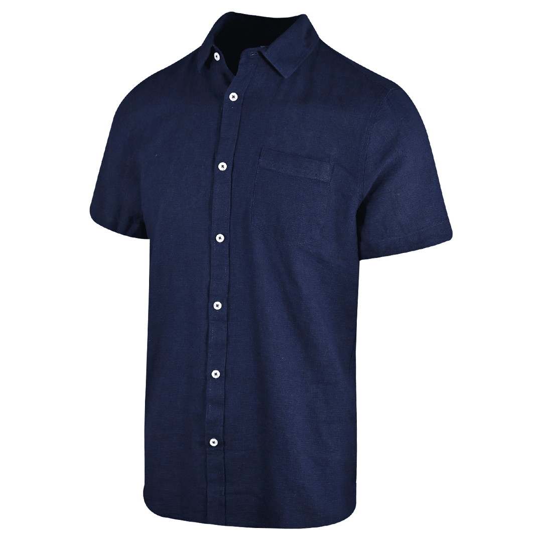 O'Neill Men's Woven Shirt Solid Dark Blue Chambray Pocket Short Sleeve (S08)