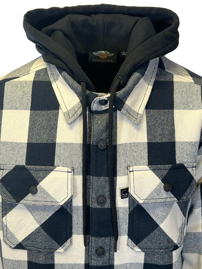 Branded Men's Black Plaid Shirt Willie G Skull Hooded (S80)