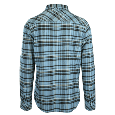 O'Neill Men's Blue Shadow Shirt Redmond Plaid Stretch Flannel Long Sleeve (S28)