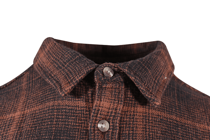 Rip Curl Men's Shirt Burnt Orange Black Plaid Long Sleeve Woven (S10)