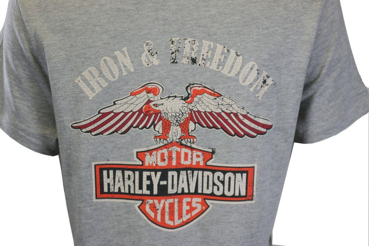 HD Branded Women's T-Shirt Grey Iron & Freedom Eagle Short Sleeve Tee (S44)