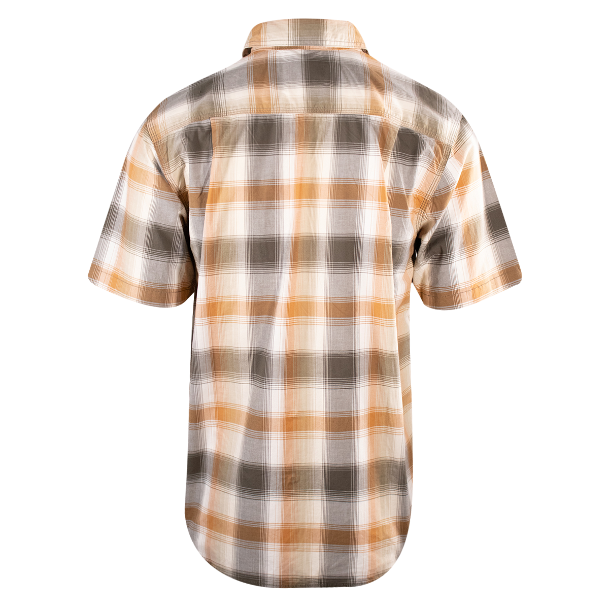 Carhartt Men's Gold Brown Olive Green Plaid Snap-Front S/S Woven Shirt (S13)