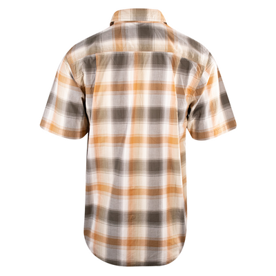 Carhartt Men's Gold Brown Olive Green Plaid Snap-Front S/S Woven Shirt (S13)