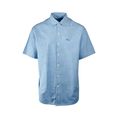 Tommy Bahama Men's Shirt Blue Green Marlin Logo Short Sleeve Button (S10) (S13)
