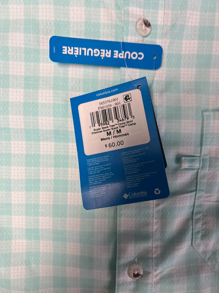 Columbia Men's Shirt PFG Super Slack Tide Camp Palaka Plaid Short Sleeve