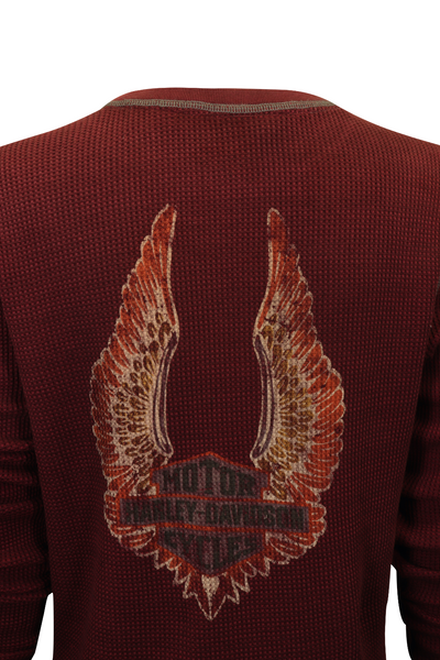 Harley-Davidson Women's Thermal Knit Maroon Patch Logo L/S (S01)
