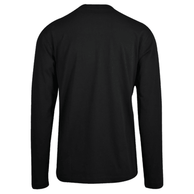 Branded  Men's T-Shirt Black Logo Four Button Long Sleeve Henley (S44)